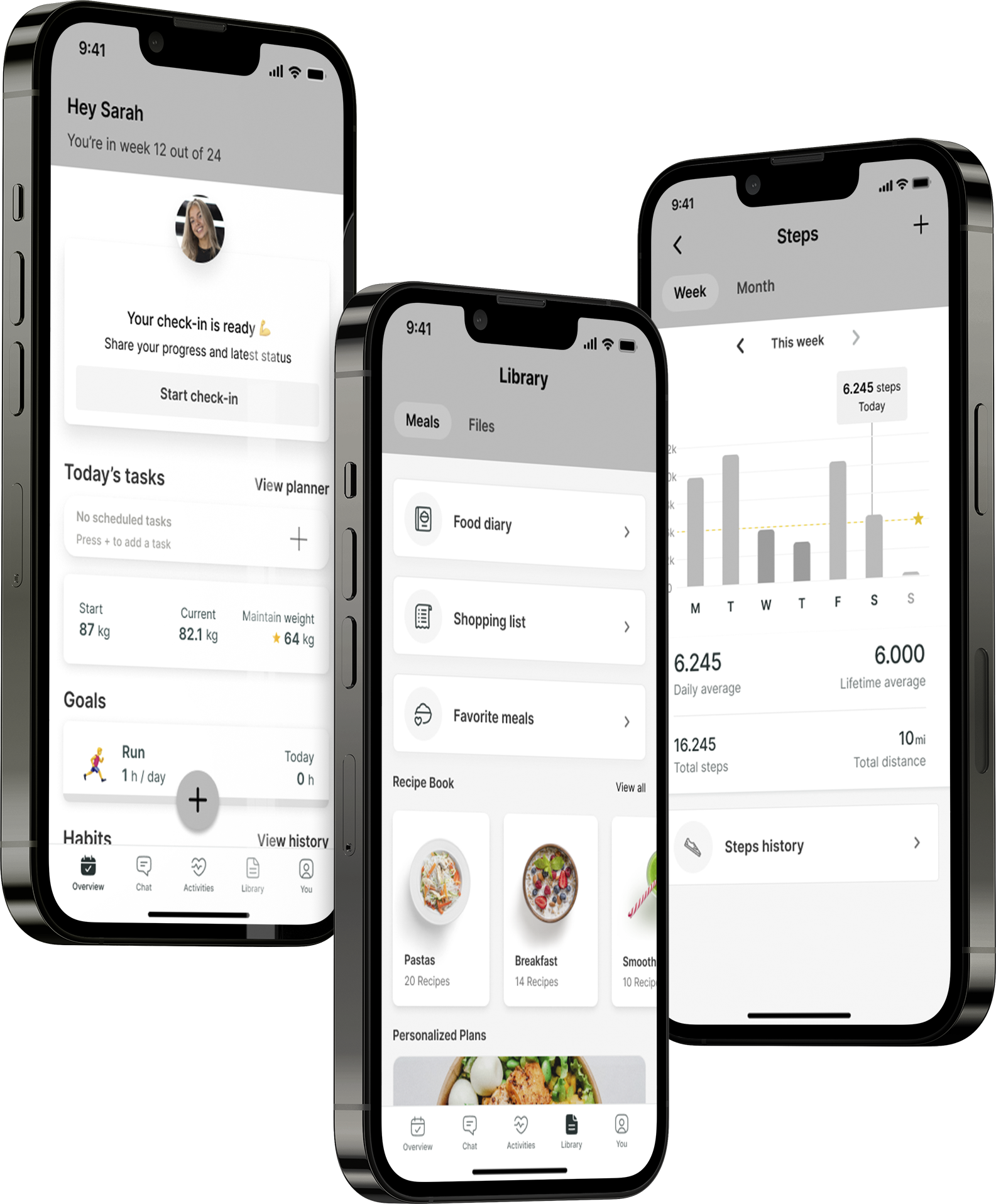 A mockup of the coaching app showcasing the features.